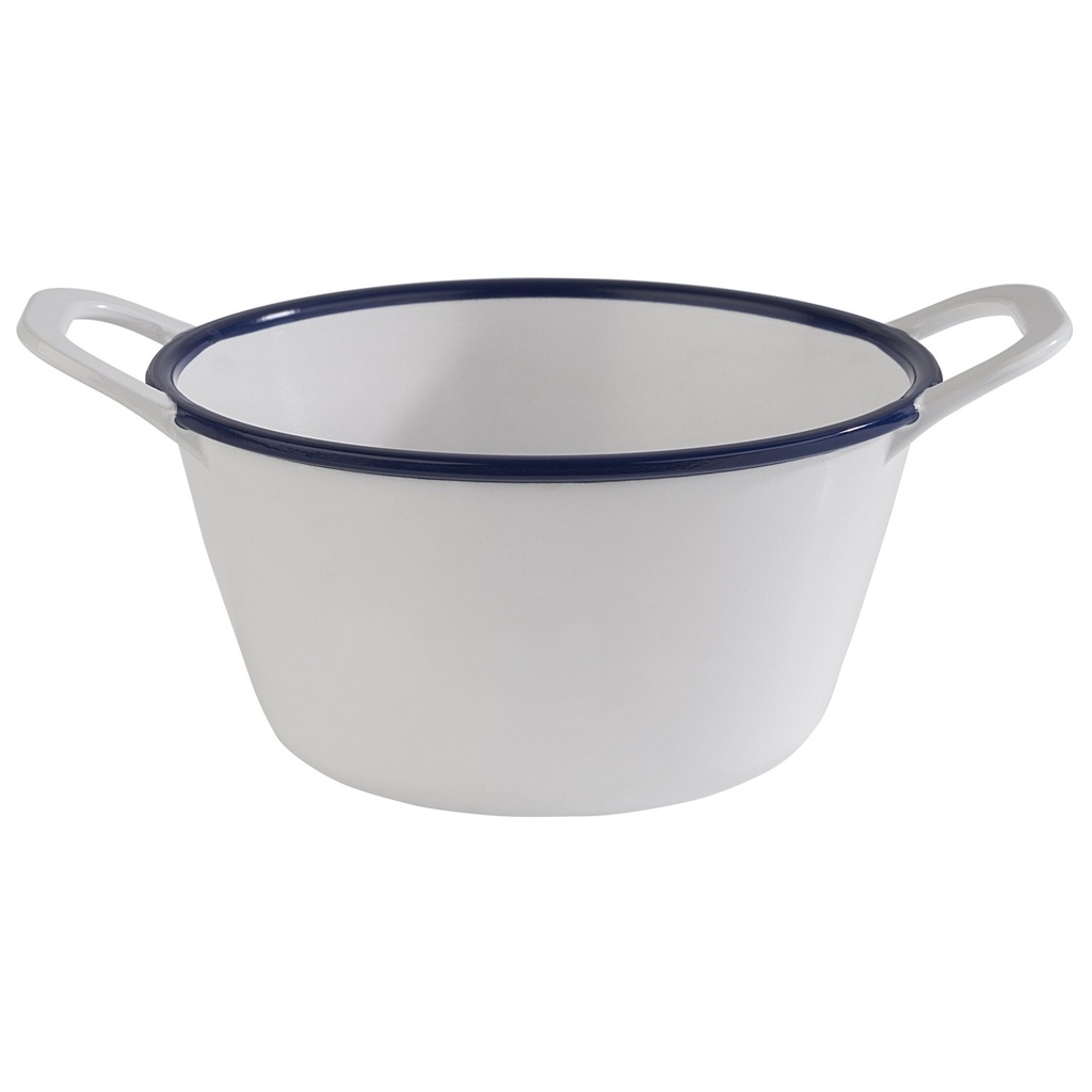 Melamine kom 0.3 liter 15.0x11.5x6.5cm Emaille look Wit met blauwe rand
