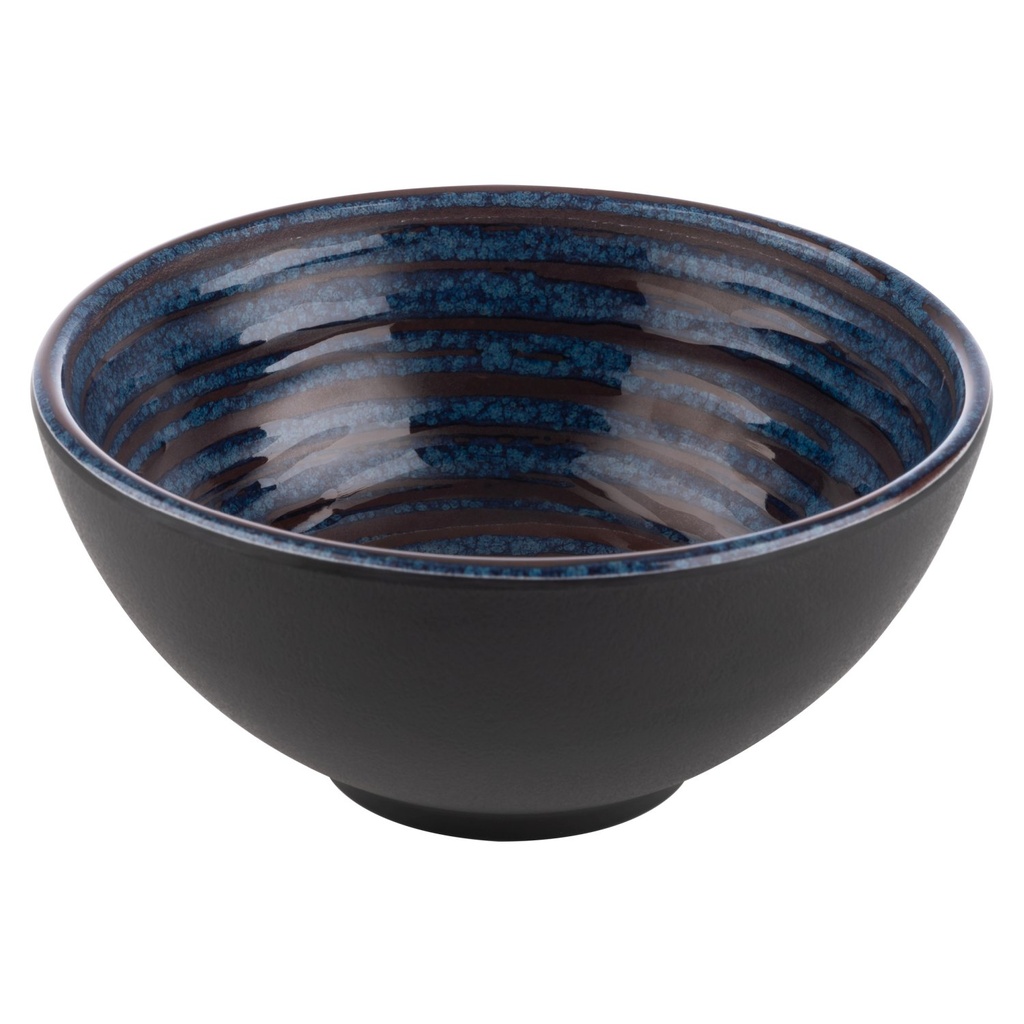 Melamine Kom 15.0x15.0x7.0cm Loops binnenkant donkerblauw decor buitenkant donkergrijs