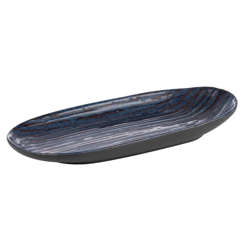 Melamine Dienblad met lussen 28.0x13.5x4.0cm Donkerblauw decor / Donkergrijs