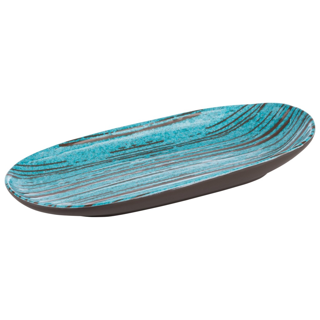 Dienblad Cancun turquoise bruin decor binnenzijde en bruine buitenzijde 28.0x13.5x4.0cm melamine