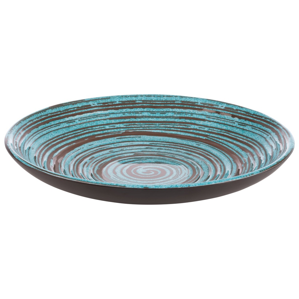 Melamine bord 25.5x25.5x4.5cm Cancun bruin met turquoise/bruin decor