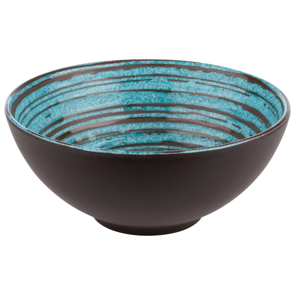 Melamine kom Ø 18.5xH 8.0cm Cancun Turquoise decor binnenzijde Bruine buitenzijde