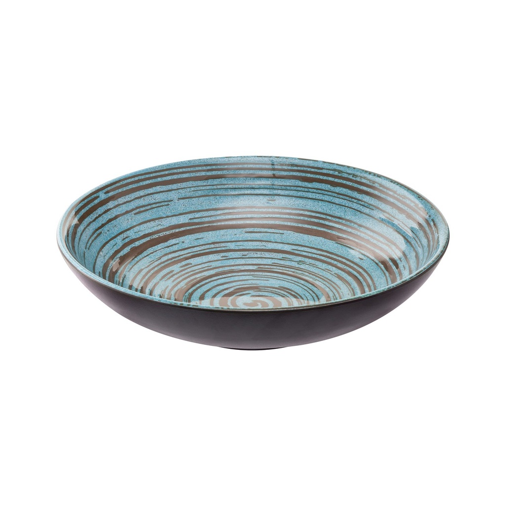 Kom Ø 31.0x8.0cm Cancun bruin met turquoise decor aan de binnenzijde melamine