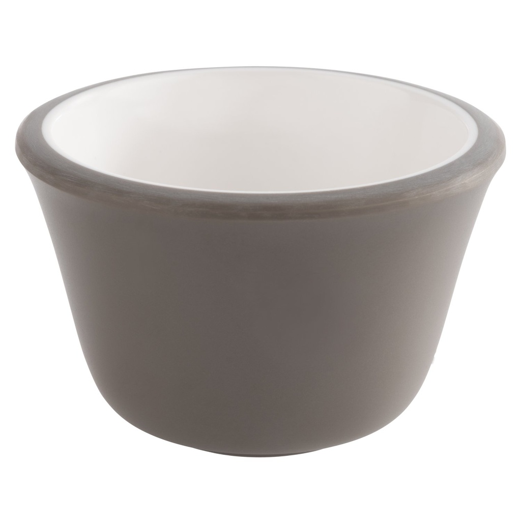 Mini dipkom 6.0x6.0x4.0cm 40.0 ml set van 6 binnenzijde wit buitenzijde grijs melamine