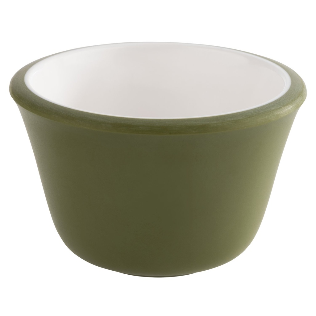 Melamine mini dipkom 40.0 ml 6.0x6.0x4.0cm wit van binnen groen van buiten set van 6