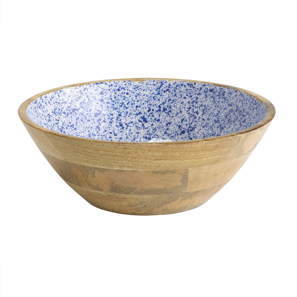 Mangohouten designschaal 30.0x30.0x10.5cm 3.0 liter wit blauw