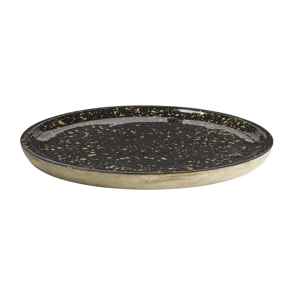 Serveerschaal 35.5x35.5x2.5cm Sterrenhemel design mangohout naturel