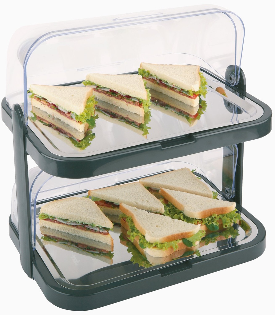2-traps vitrine 44.0x32.0x44.0cm met rvs schaal 39.0x28.0cm en 4.0 koelboxen zwart