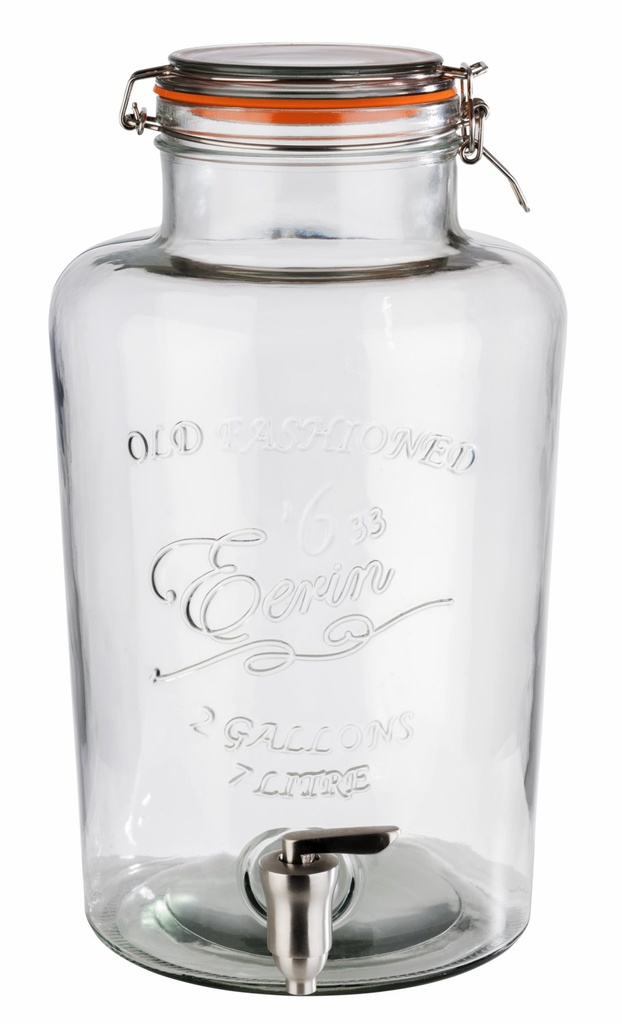 Glazen bus voor dispenser met beugeldop 7.0 liter 19.0x19.0x36.5cm klassiek