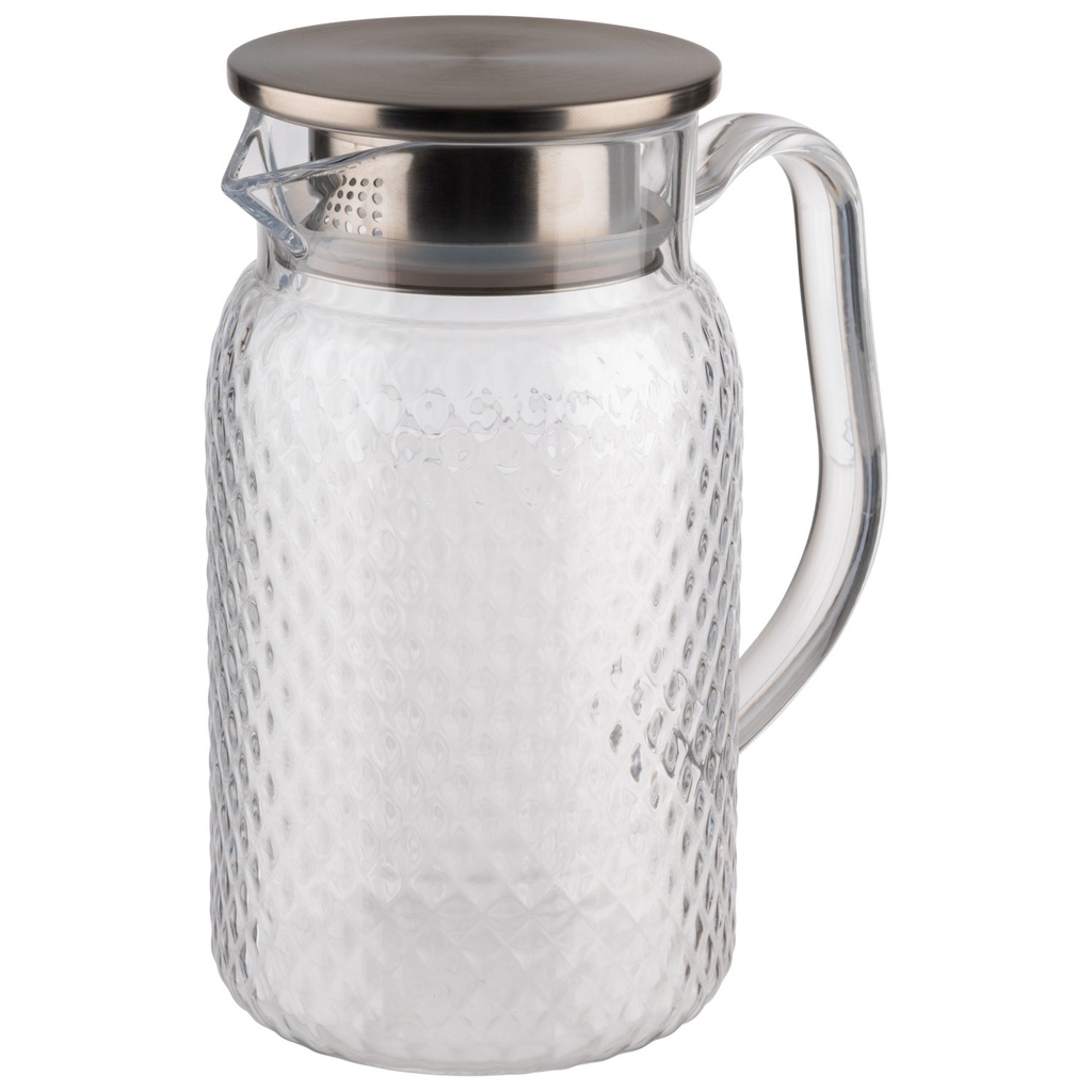 Kan transparant polycarbonaat met RVS deksel en siliconenring 1.0 liter 10.0x10.0x19.0cm