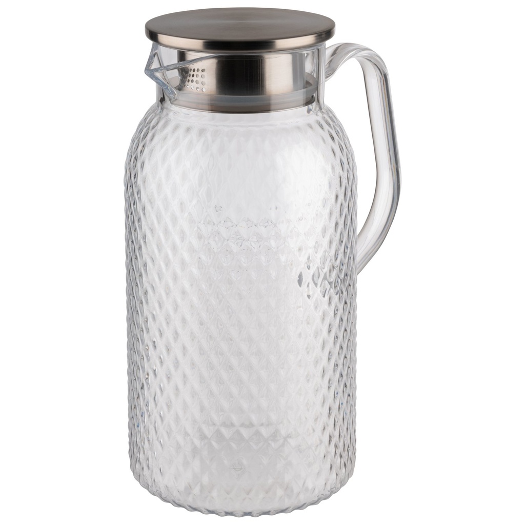 Polycarbonaat Schenkkan 1.8 liter met RVS deksel en siliconen afsluiting 11.5x11.5x24.0cm transparant