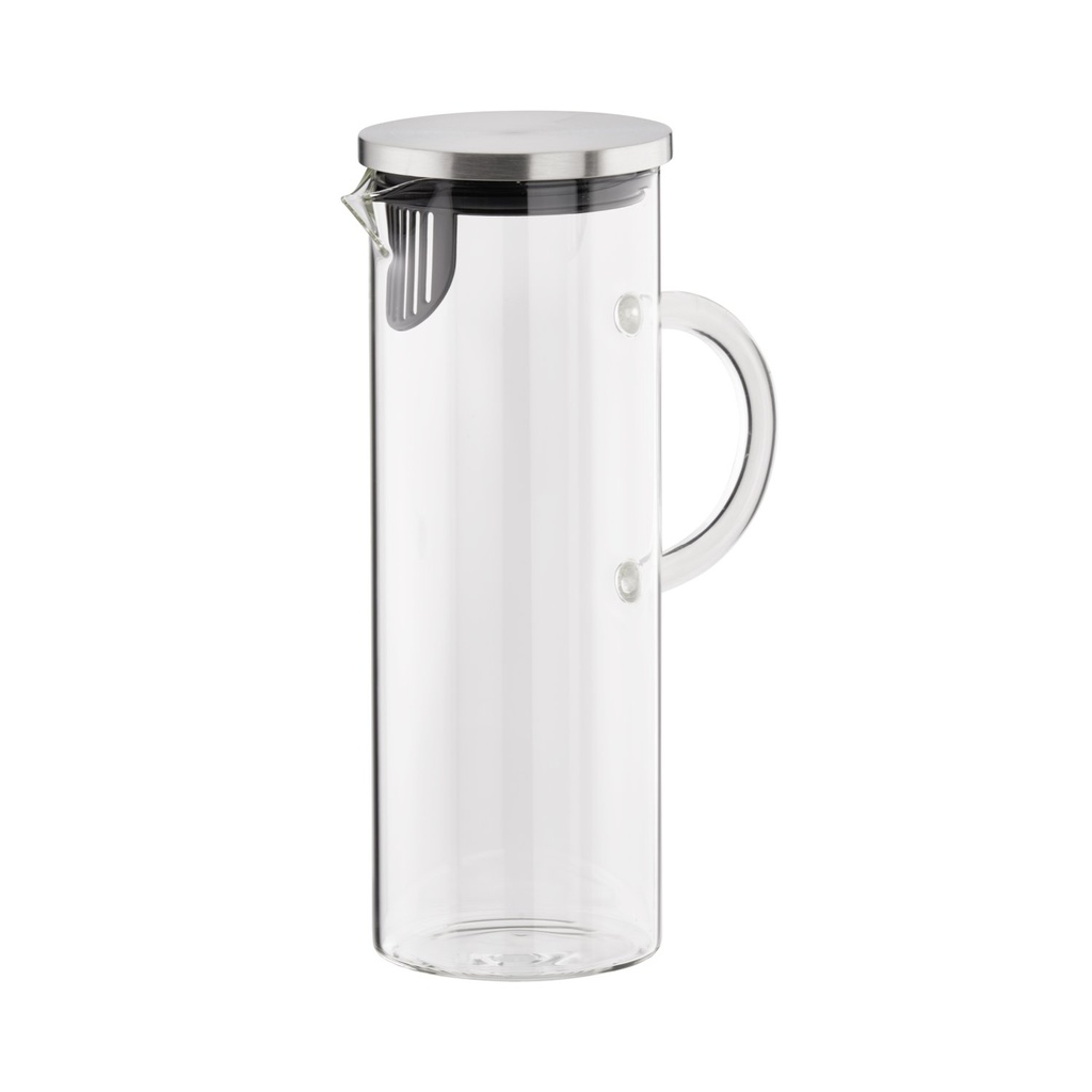 Glazen schenkkan met rvs deksel 1.5 liter Ø9.5x27.0cm