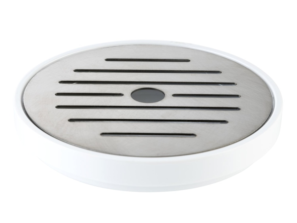 Lekbak voor drankdispenser melamine met wit RVS rooster set van 2 9.5x9.5x1.5cm