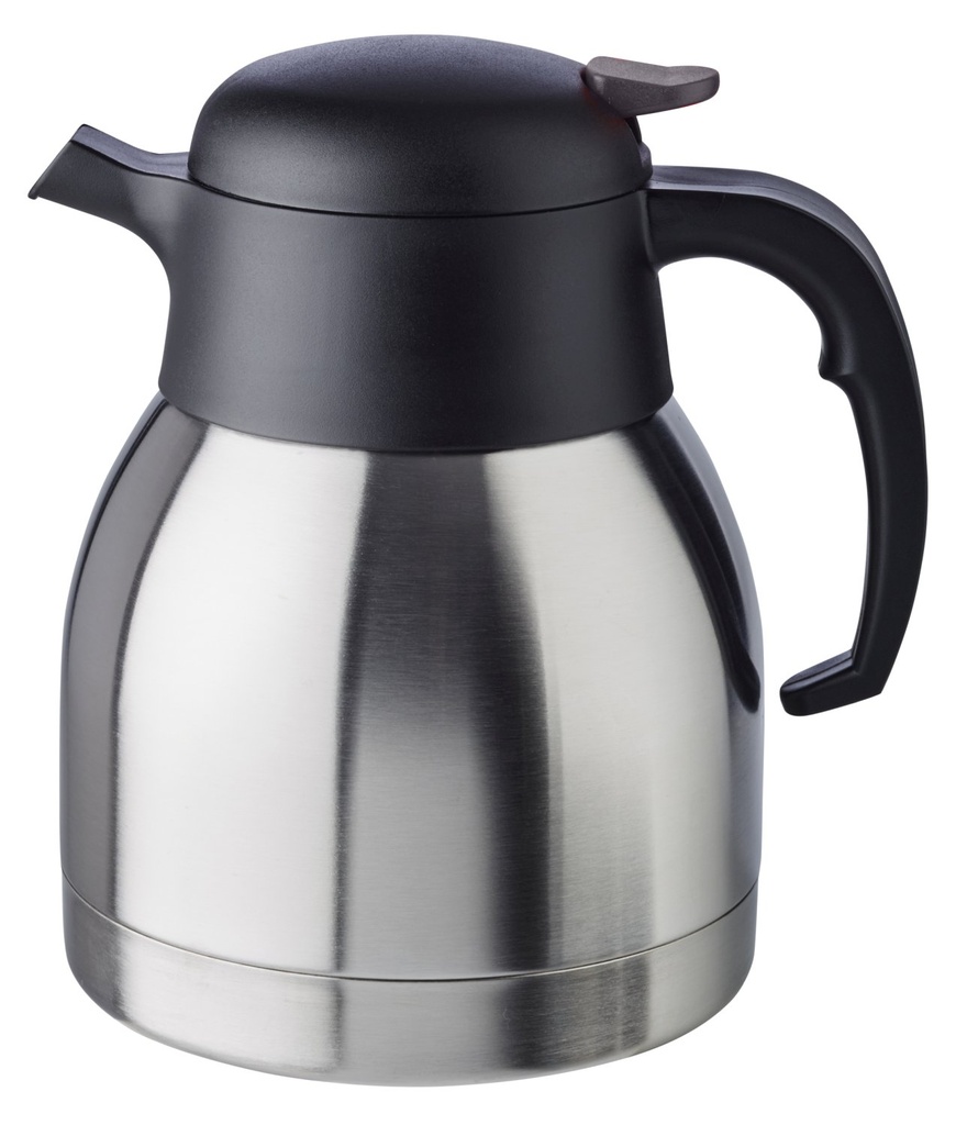 Klassieke RVS polypropyleen dubbelwandige thermoskan met eenvoudig schenksysteem 1.0 liter 14.0x14.0x19.0cm
