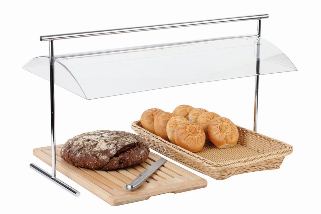 Hygiënische stolp 82.0x42.0x45.0cm transparant kunststof met verchroomd rvs onderstel