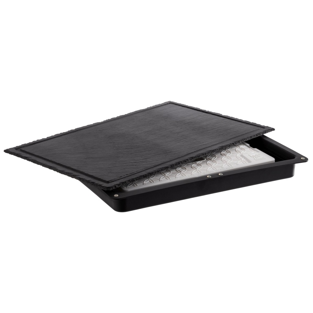 Gekoelde Buffetdisplay Set met Leistenen Serveerschaal 58.0x38.0x6.5cm naturel