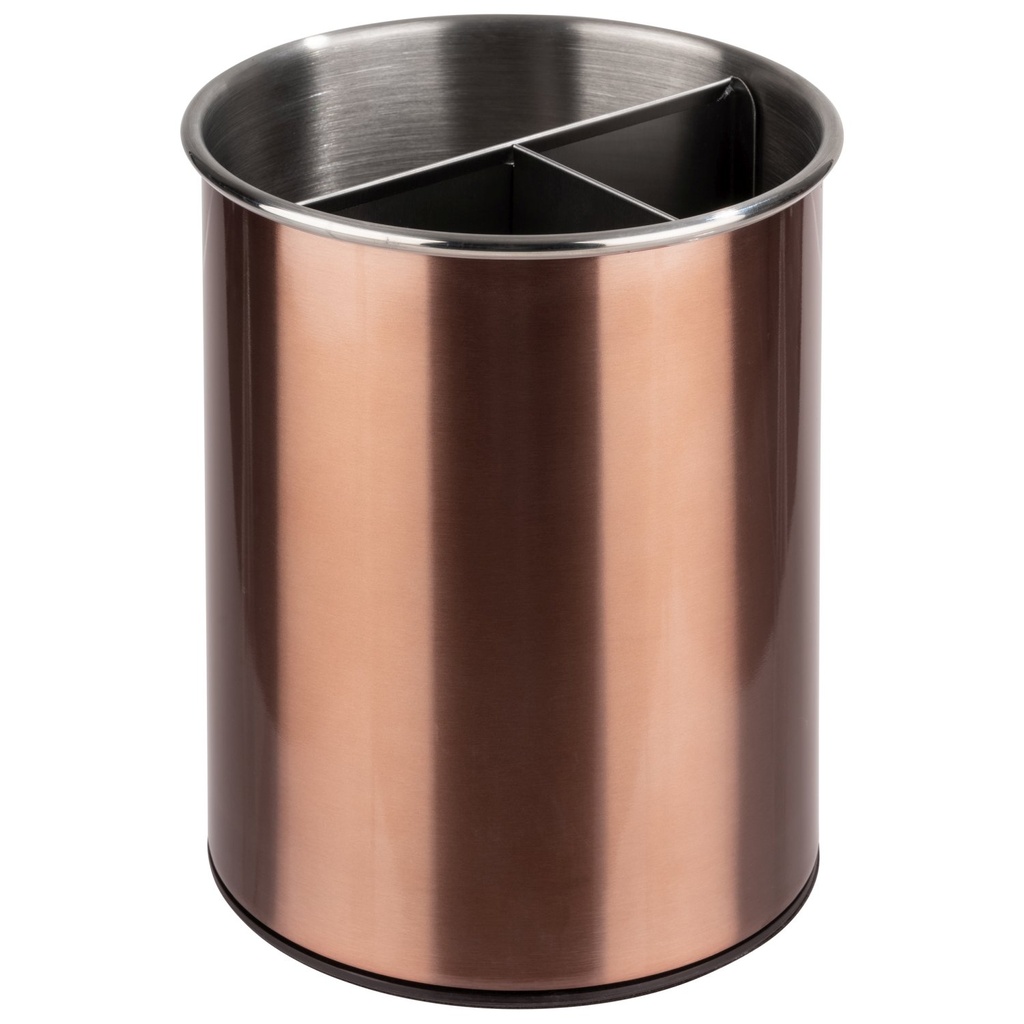 RVS Draaibare bestekmand met polypropyleen binnenzijde 13.0x13.0x16.5cm koperlook mat