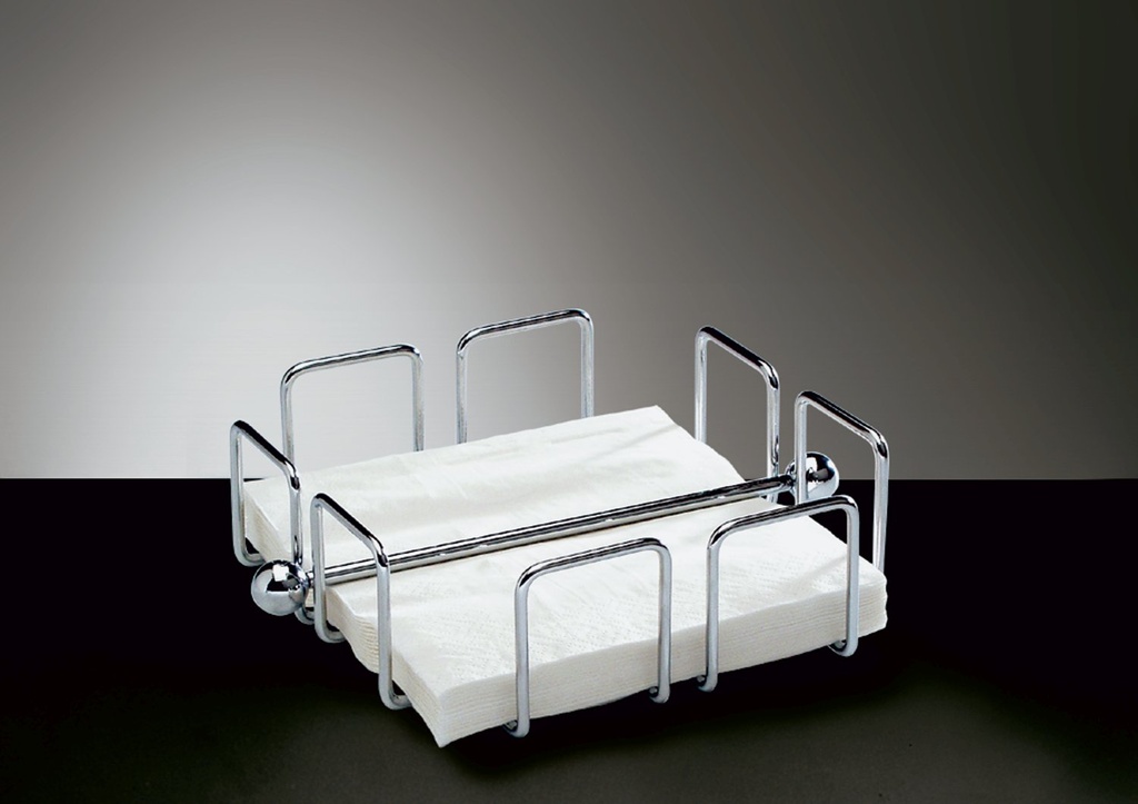 Servettenhouder 19.0x19.0x6.5cm verchroomd draadstaal voor ca. 50 kwartvouw servetten