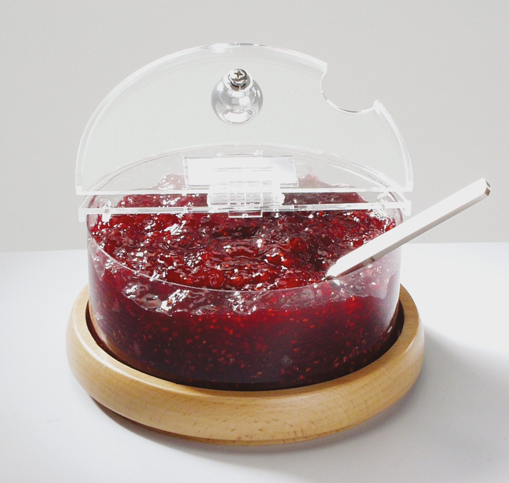 Koelschaal Top Fresh Mini Woo 4.0 stuks Kolom met houten basis Koeler Schaal Deksel met kaarthouder Ø 14.0x9.0cm hoog Koelpresenteerbladen Koelboxen