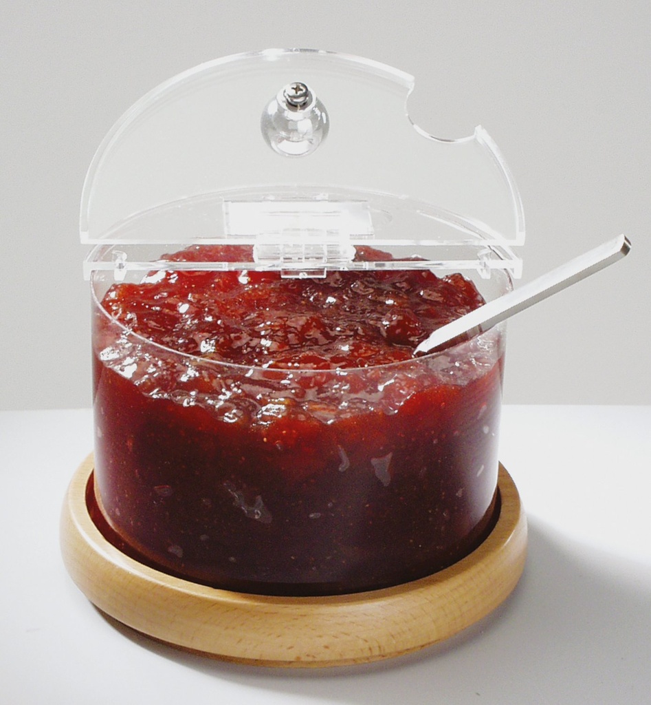 Koelschaal Schalen set Mini 4.0 stuks Top Fresh Hout Kolom met houten voet Koeler Schaal Deksel Ø14.0x11.5cm met kaarthouder Koelschaal Koelbox