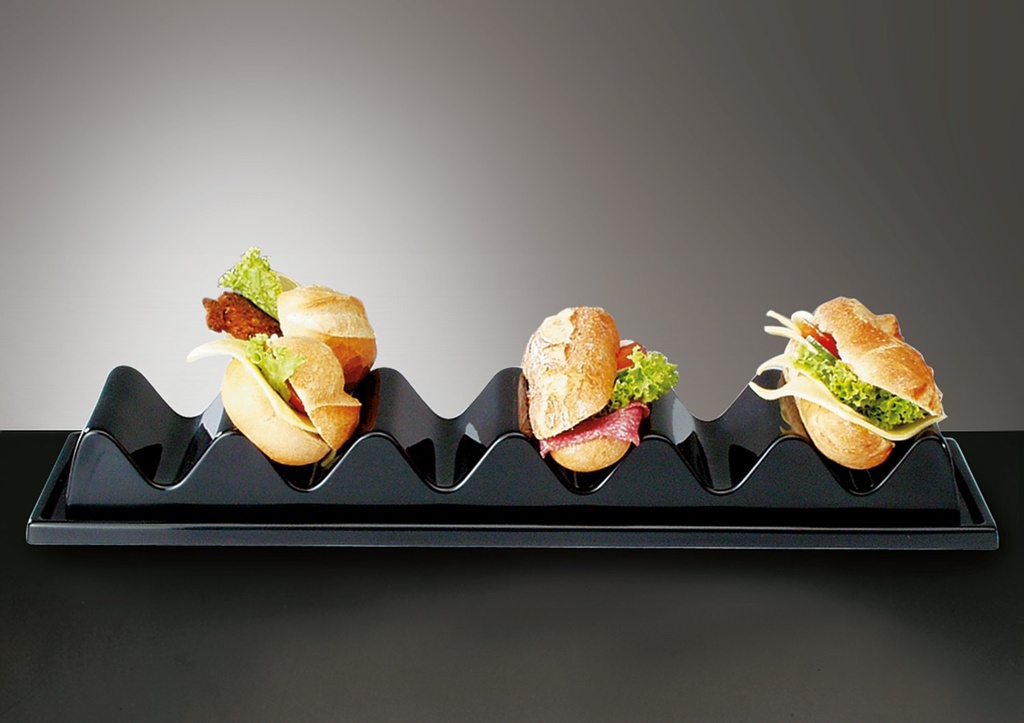 Polystyreen Snackpresenter voor 6 baguettes 60.0x19.0x7.5cm zwart