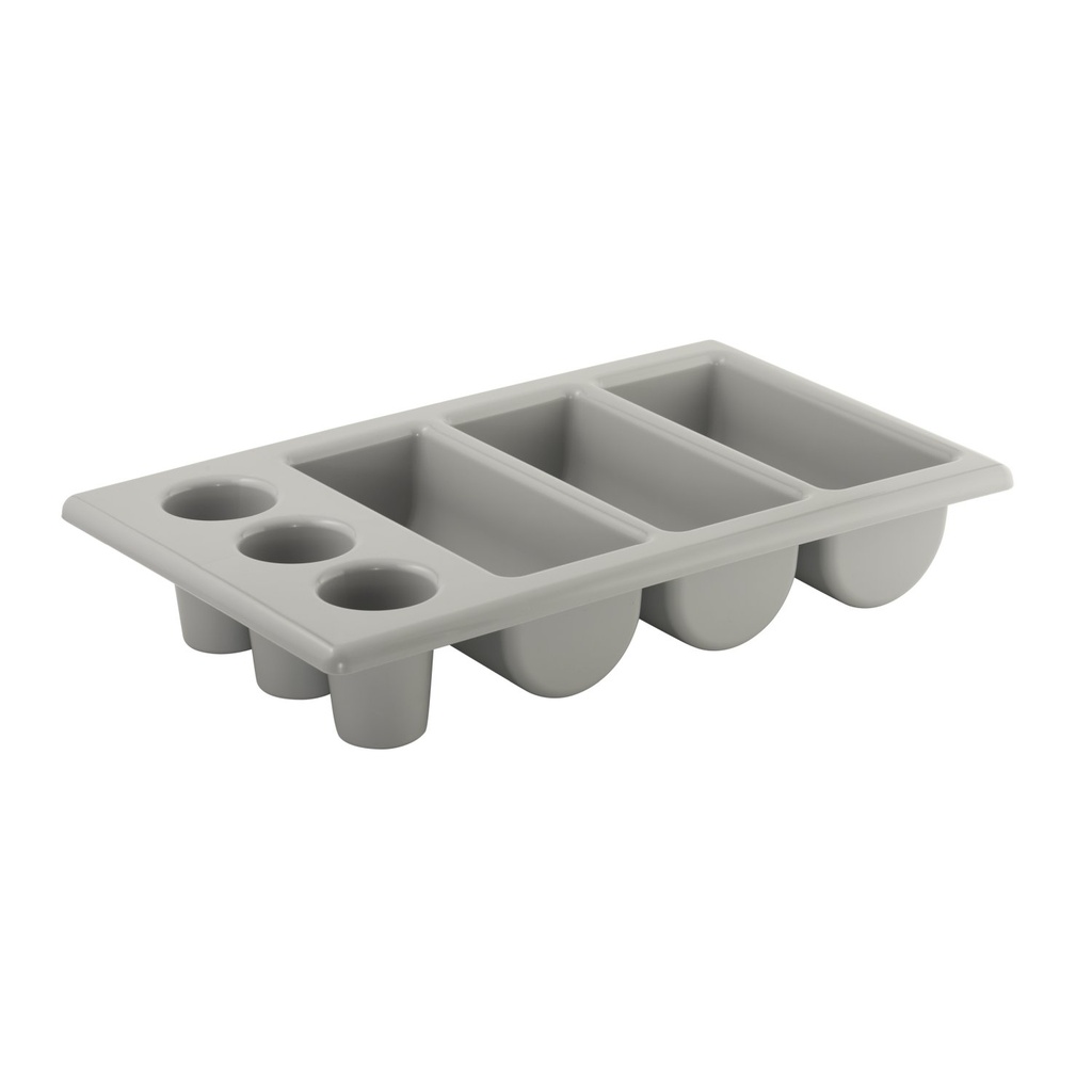 Bestekbak GN 1/1 53.0x32.5x10.0cm kunststof grijs 6 vakken vaatwasbestendig