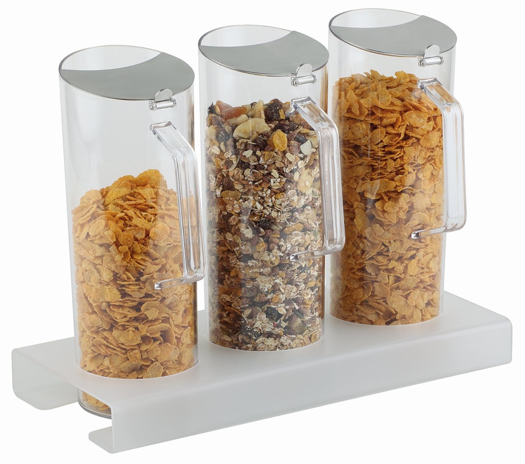 Ontbijtgranen dispenser set 3x 1.5 liter 38.0x17.0x28.5cm mat plexiglas