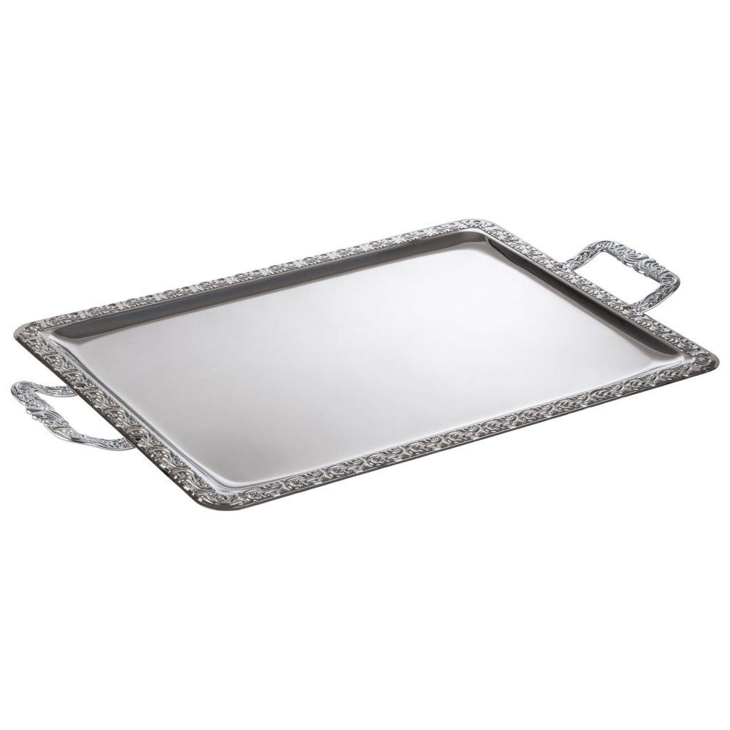 Serveerblad 62.0x36.0x3.0cm Schöner Essen roestvrij staal 18/0 met decorrand van verchroomd zink