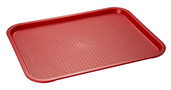Antislip stapelbaar fastfood dienblad 45.0x35.5x2.5cm rood polypropyleen