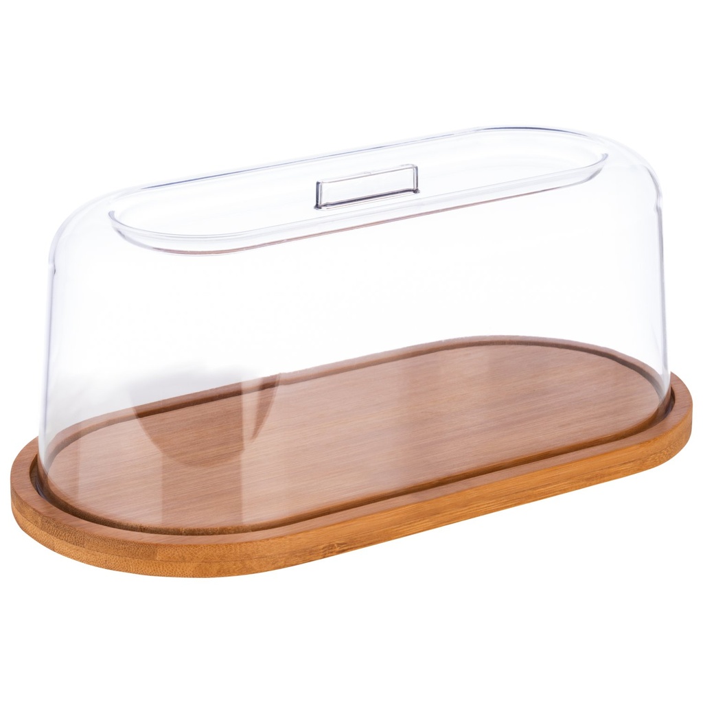 Bamboe serveerschaal met deksel 28.0x14.0x11.5cm