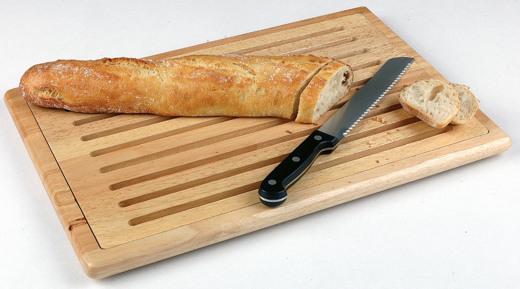 Houten snijplank 48.0x32.0x2.5cm met kruimellade en antislipvoetjes