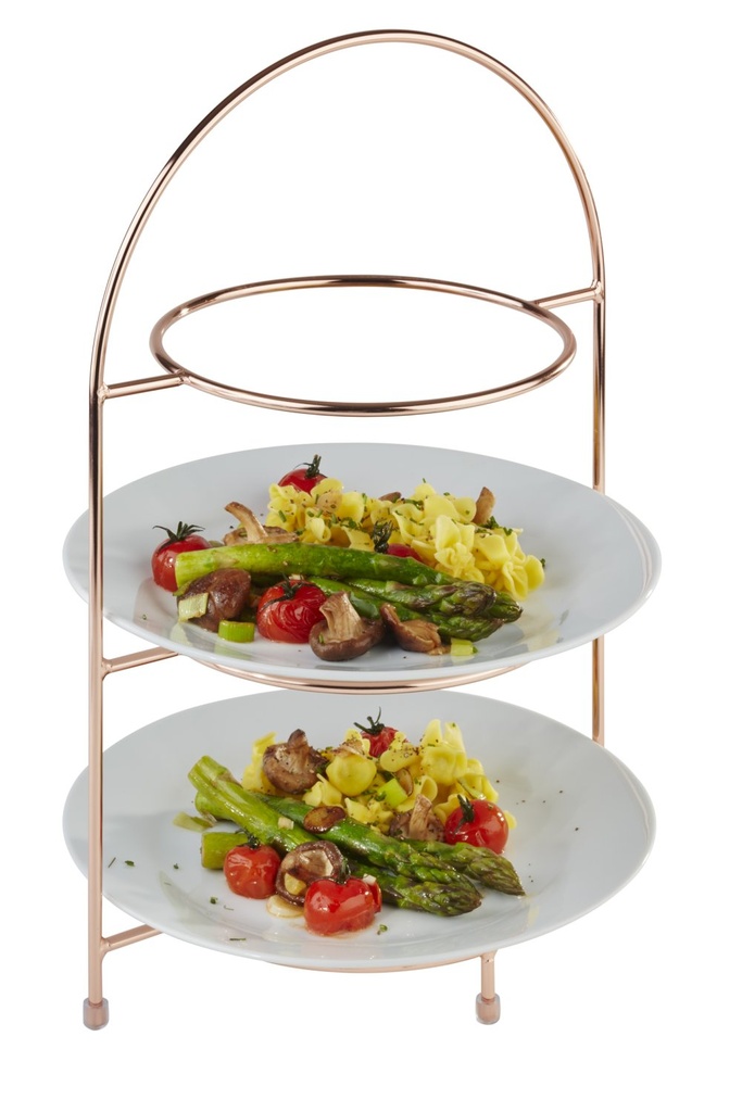 Etagère 29.0x19.5x43.0cm draadstaal koperlook voor 3 borden