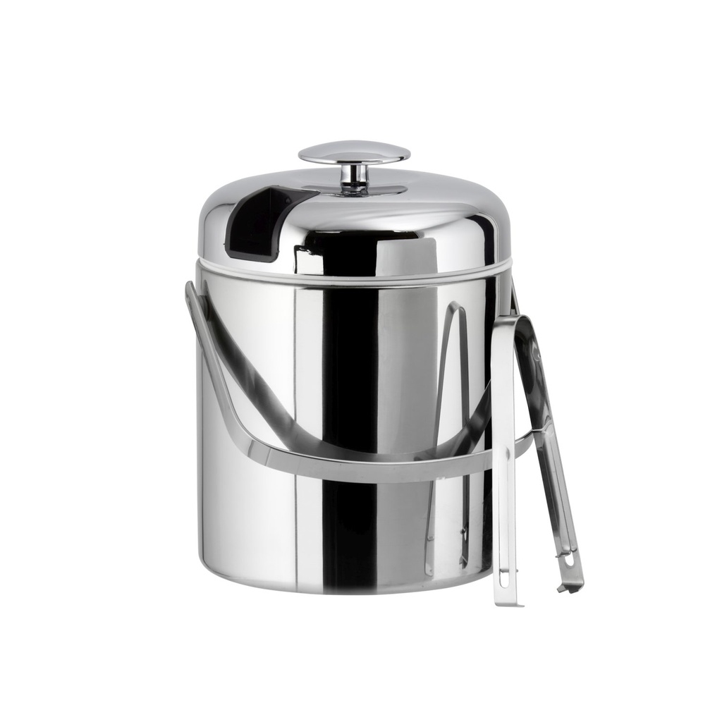 Ijsemmer set 1.3 liter 15.0x15.5x22.0cm Polar inclusief deksel ijstang uitlekrooster en draaghandvat rvs PP ABS
