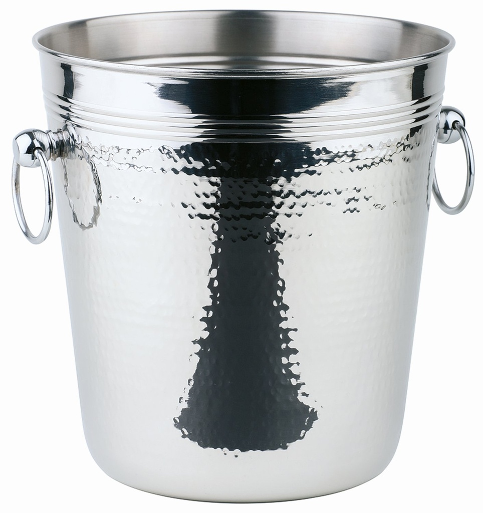 Wijnkoeler Ø21.0x21.5cm 4.0 liter gepolijst gehamerd met stevige ringgrepen RVS