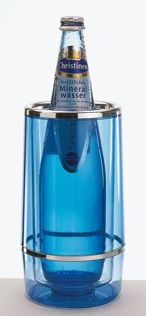 Flessenkoeler Rond Ø 11.5xH 23.0cm IJsblauw Acrylglas met Geschenkdoos