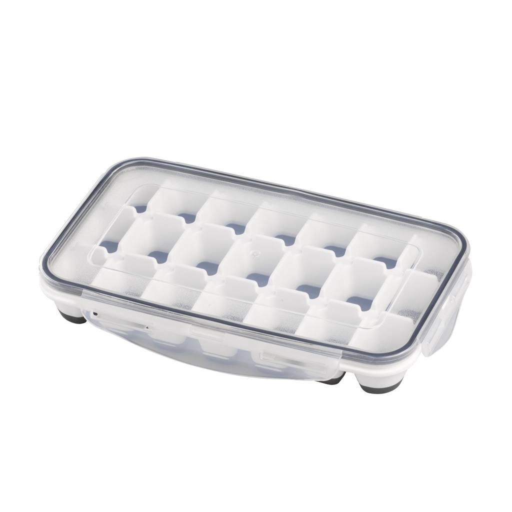 IJsblokjesvorm set van 2 wit grijs inclusief transparant deksel 25.0x15.0x4.0cm polypropyleen rubber TPR