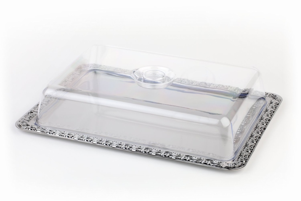 Serveerschaal roestvrij staal met polystyreen deksel 42.0x31.0x8.0cm Schöner Essen