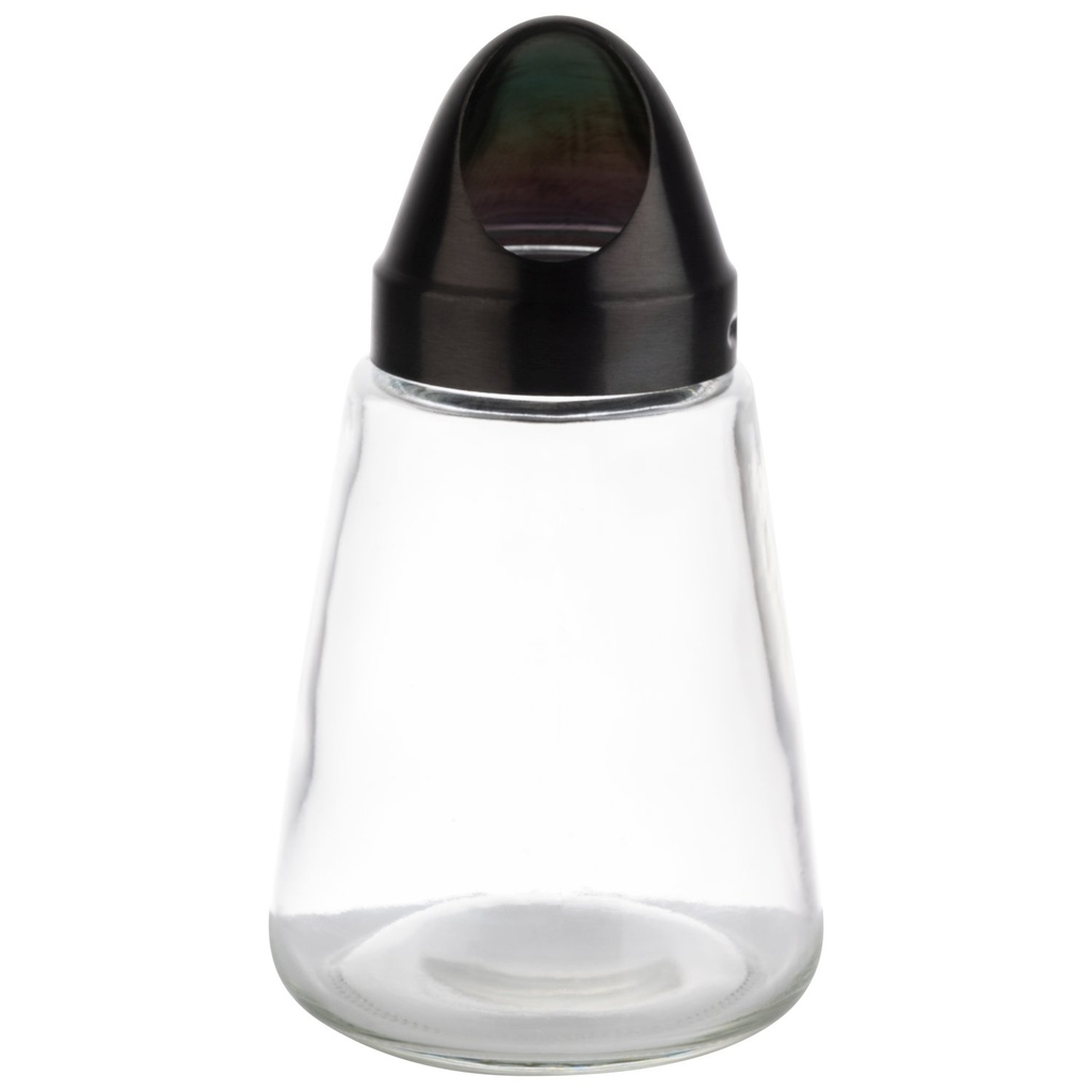 Snackdispenser met glazen reservoir rvs schroefdop 8.5x8.5x15.5cm Notouch Gunmetal-look