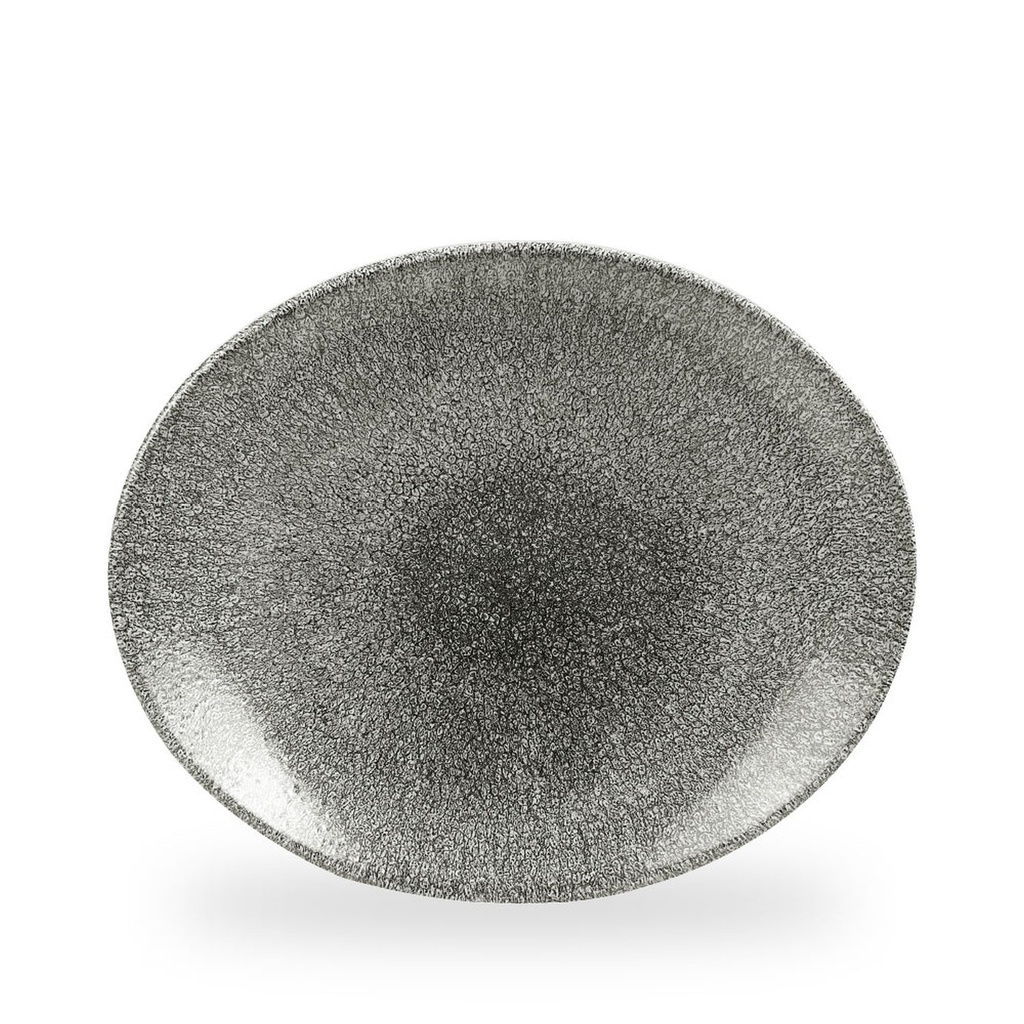 Bord coupe 31.7cm x 25.5cm Raku Quartz Black Churchill