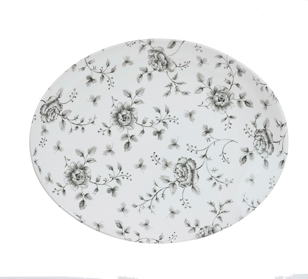 Bord coupe 31.7cm x 25.5cm Vintage Prints Rose Chintz Grey Churchill