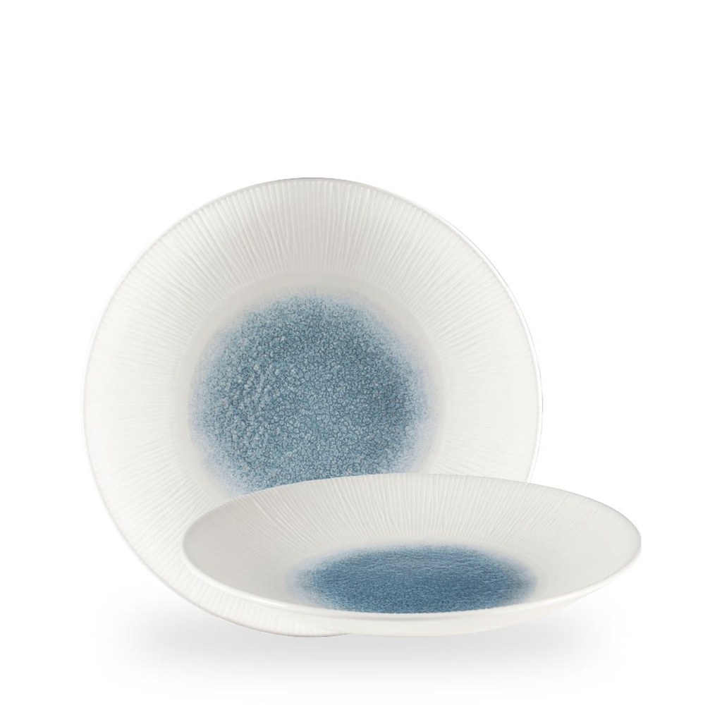 Bord coupe diep 25.5cm h 3.5cm Bamboo Print Raku Topaz Blue Churchill