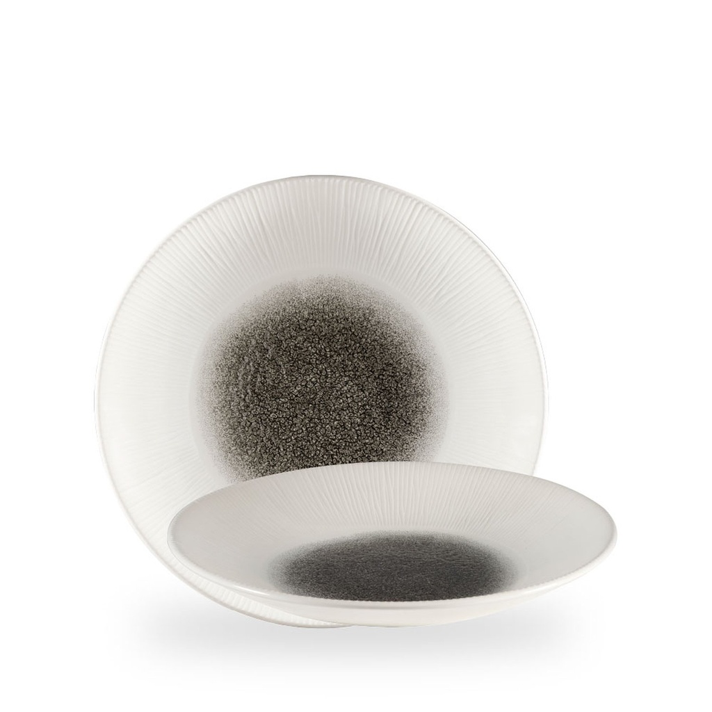 Bord coupe diep 25.5cm h 3.5cm Bamboo Print Raku Quartz Black Churchill