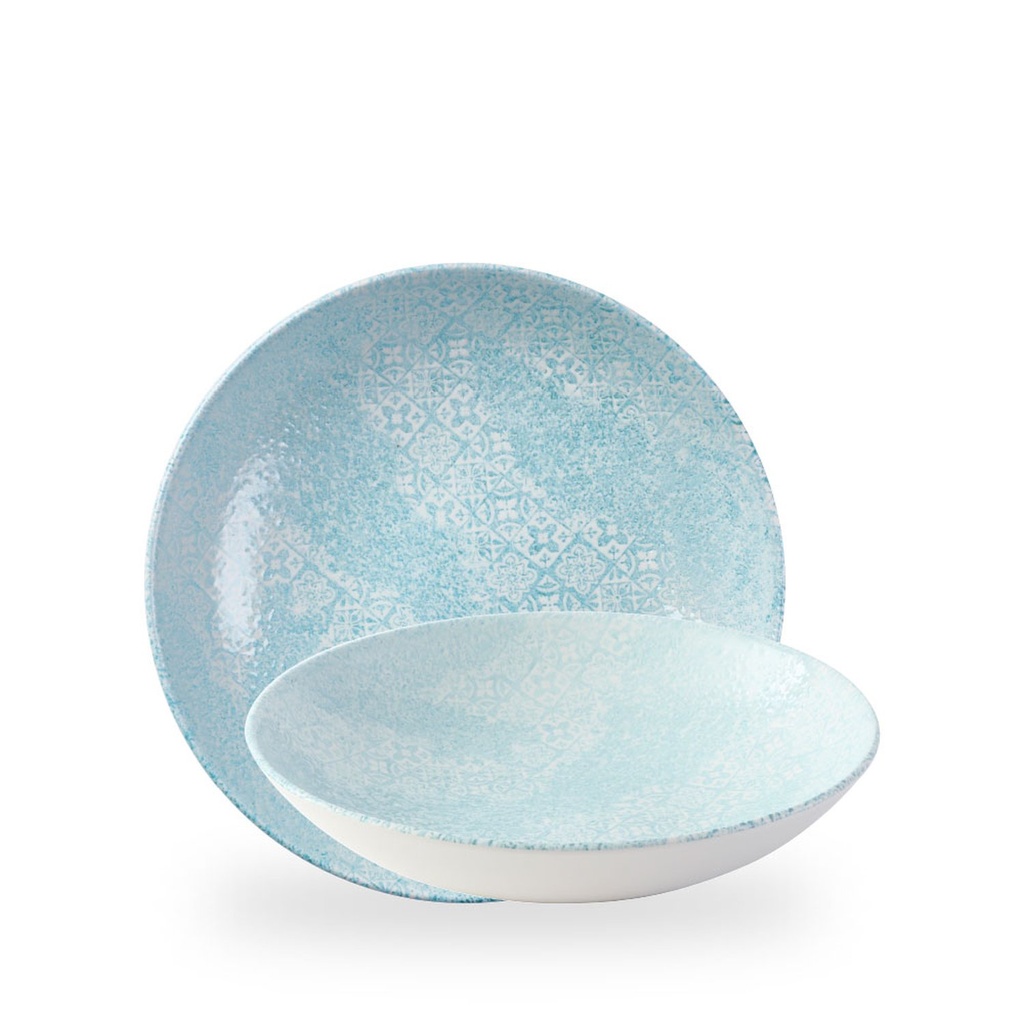 Bord coupe diep 24.8cm 113.6cl Vintage prints med tiles aquamarine Churchill