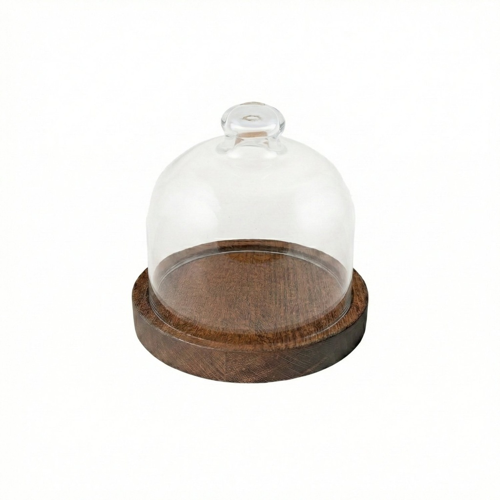 Houten plank met 1 stolp 12.7x12.7cm Room Amenities Beech Dark Joy Buffet