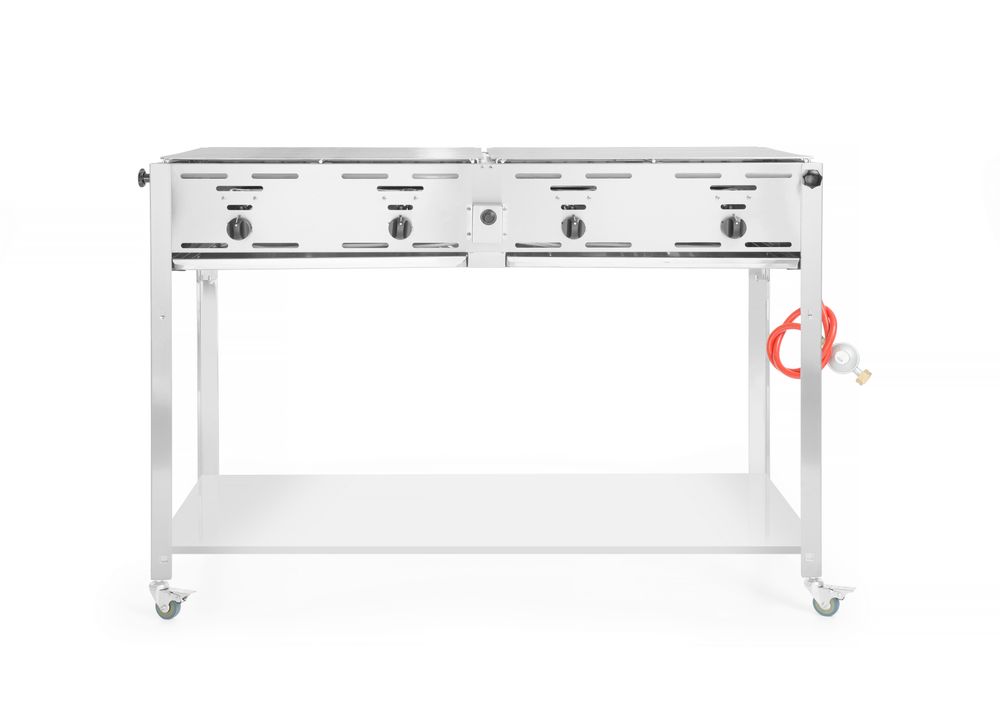 Grill-Master Quattro met onderplaat verrijdbaar Hendi