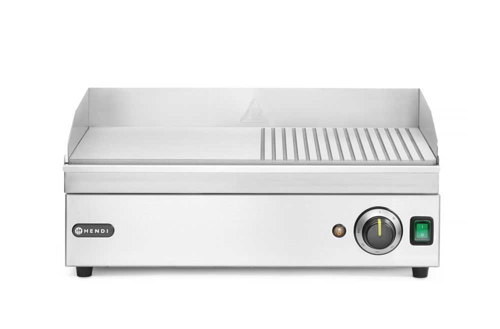 Bakplaat Kitchen Line 1/2 glad 1/2 geribd 230V 2400W Hendi