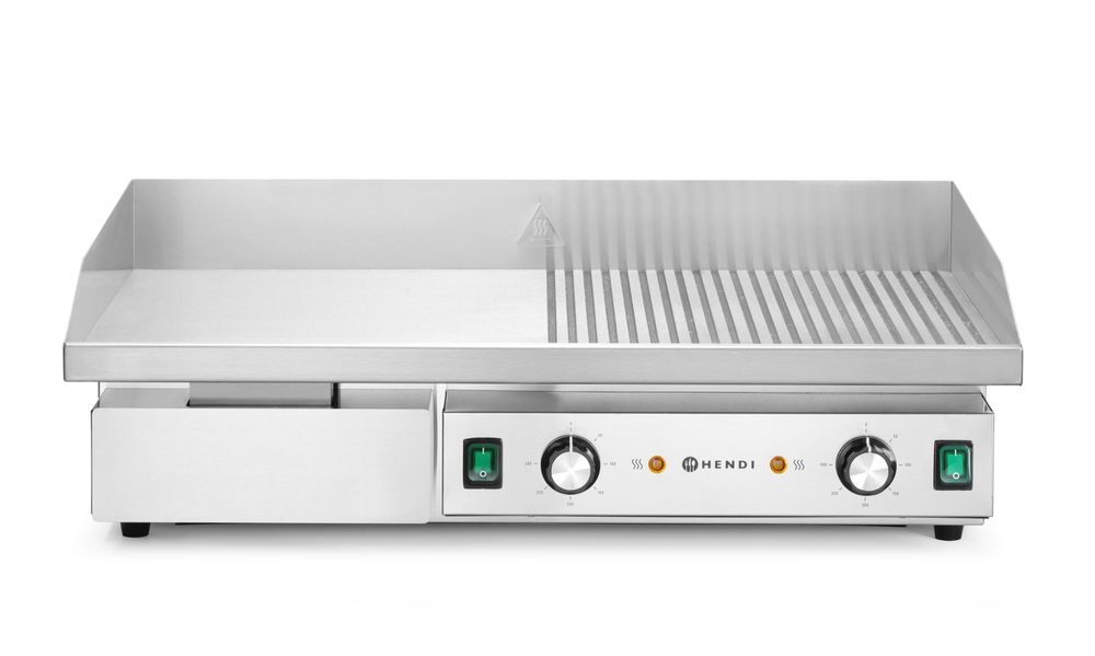 Bakplaat 1/2 glad 1/2 geribd Budget Line 230V 3000W Hendi