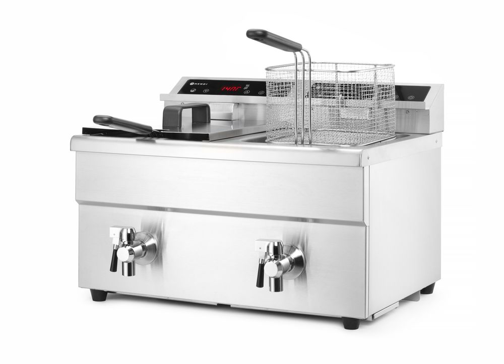 Inductie friteuse Profi Line 2x8 l met aftap 230V 2x3500W Hendi