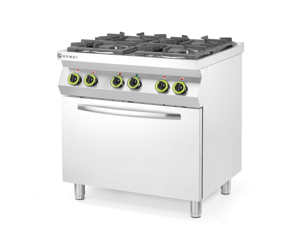 Gasfornuis 4 pits hetelucht oven - GN 1/1 Hendi