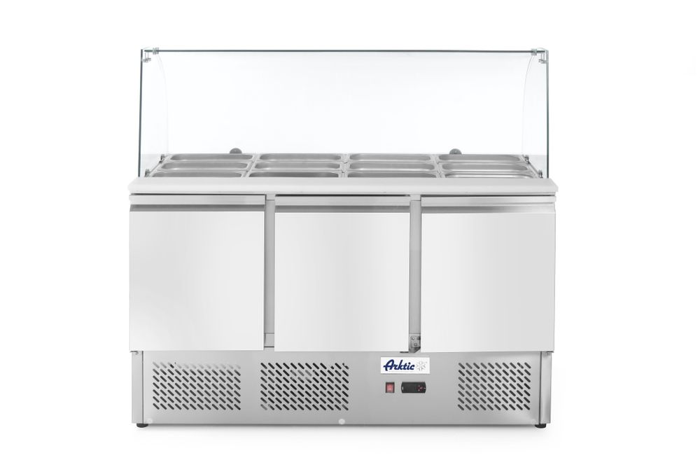 Saladette met glazen vitrine 3 deuren 380 l 230V 310W Hendi